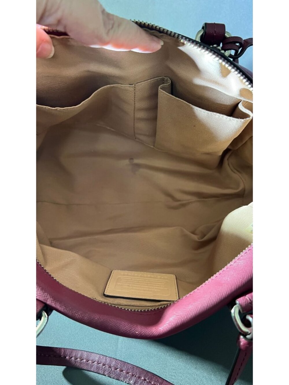 DAMAGED! Coach Peyton Leather Nancy Satchel Bag In Merlot E1492-F31403 - Picture 13 of 16